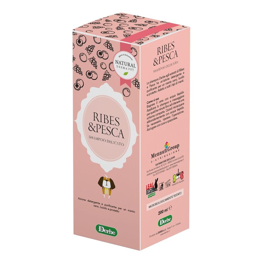 Sampon cu coacaze negre si piersica, 200 ml, Natural Derma Pet