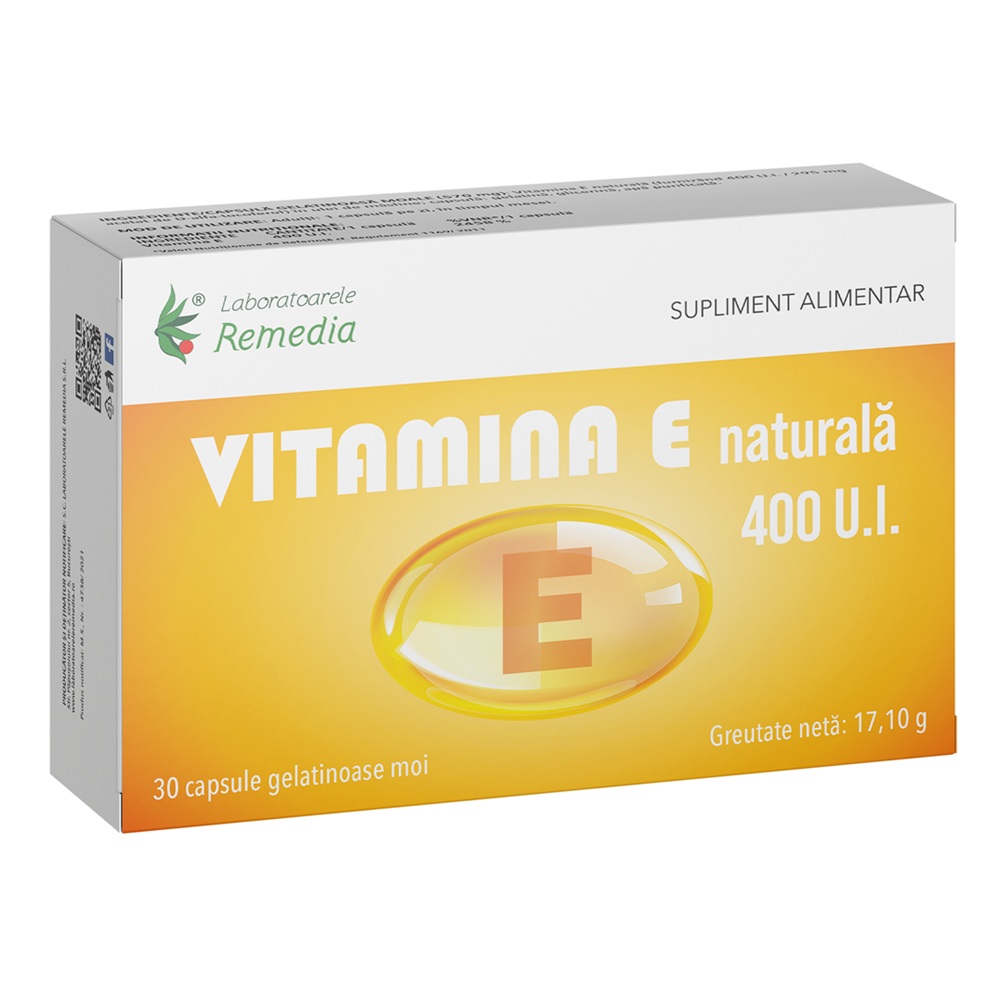 Vitamina E, 400 U.I, 30 capsule moi, Remedia