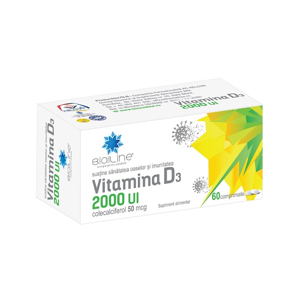 Vitamina D3 2000 UI, 60 comprimate, Helcor 