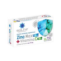 Zinc MAX + Vitamina C, 100 mg, 30 comprimate, BioSunLine