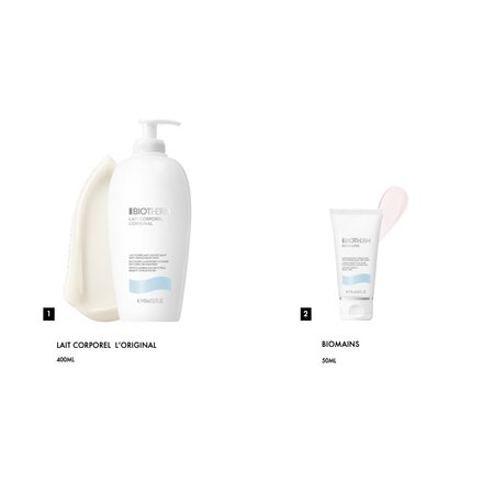 Set Lotiune de corp Lait Corporel l'Original 400 ml + Crema hidratanta de maini Biomains 50 ml, Biotherm 682820
