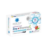 Zinc cu Vitamina C si Acid Hialuronic, 30 comprimate de supt, BioSunLine