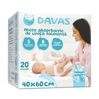 Aleze absorbante, 40x60 cm, 20 bucati, Davas