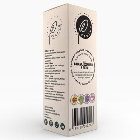 Ulei 3 in 1 cu batana, ricin si rozmarin pentru scalp si par, 50 ml, Perevo 712016