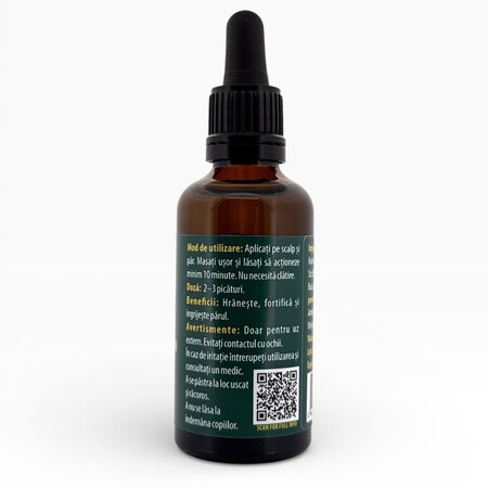 Ulei 3 in 1 cu batana, ricin si rozmarin pentru scalp si par, 50 ml, Perevo 712008