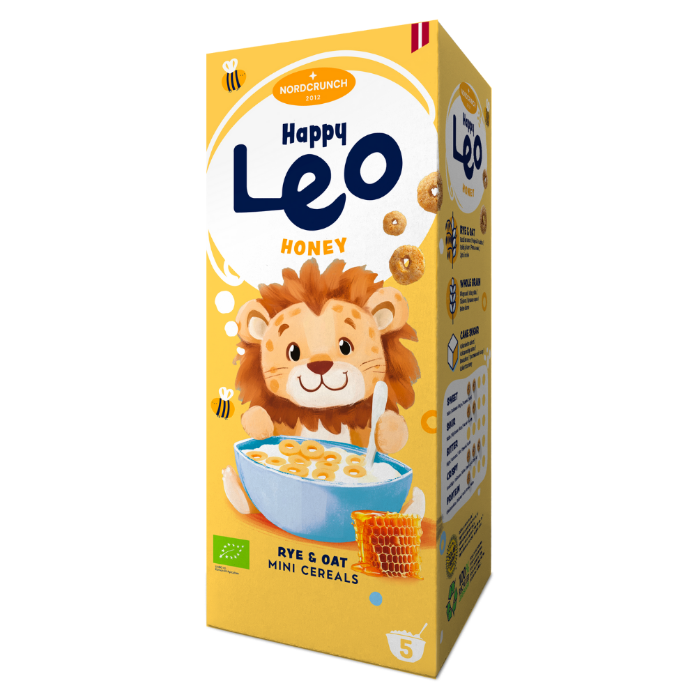 Cereale eco din secara si ovaz cu miere Happy Leo, 150 g, Nordcrunch