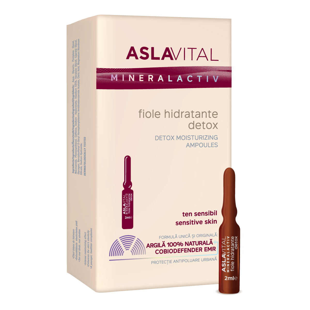 Fiole hidratante detox Mineralactiv, 7 fiole x 2 ml, AslaVital