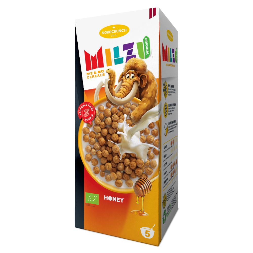 Cereale eco bilute din secara si ovaz cu miere Milzu, 150 g, Nordcrunch