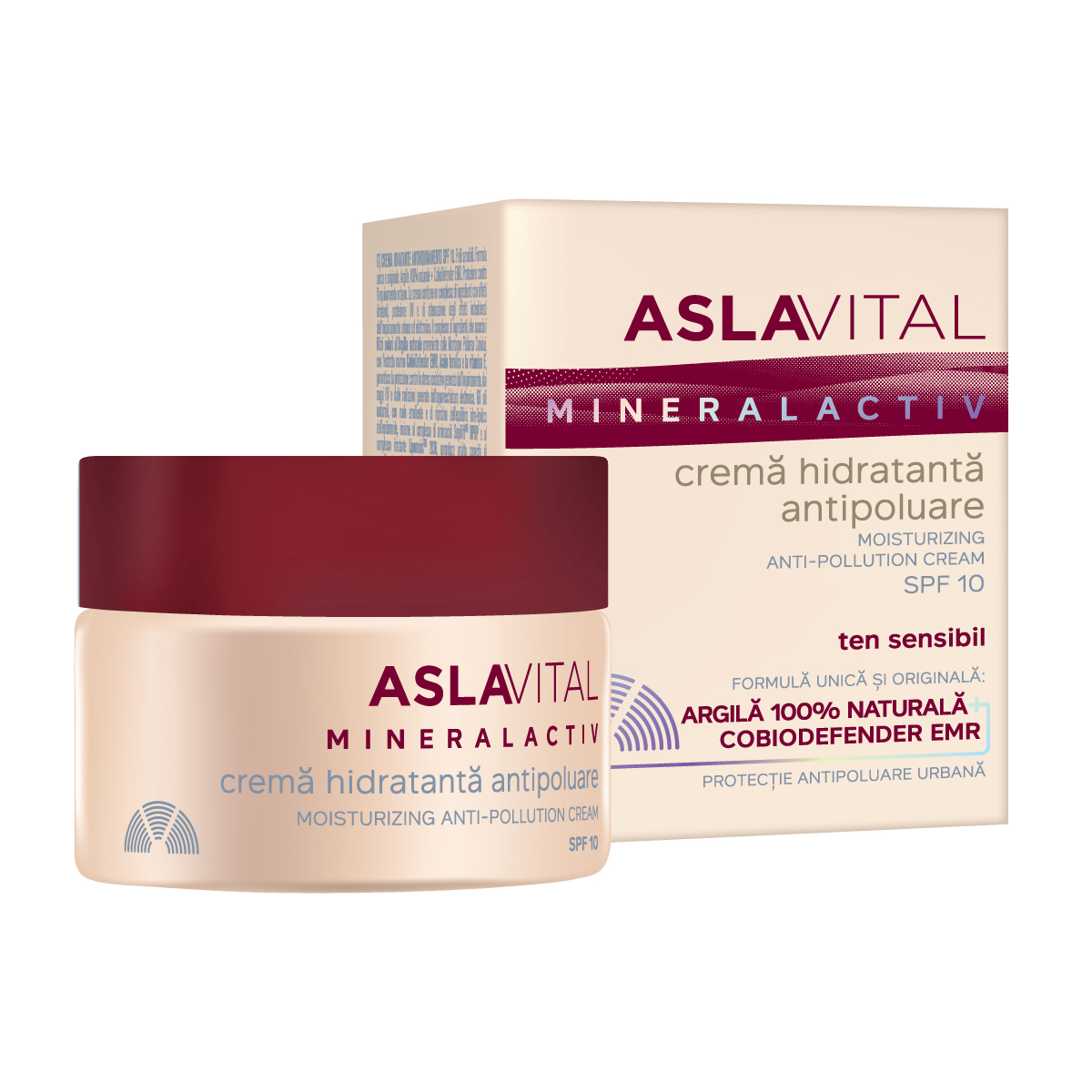 Crema hidratanta antipoluare SPF 10 Minerlactiv, 50 ml, AslaVital