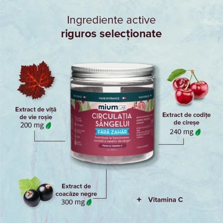 Jeleuri cu Vitamina C si extracte din plante Circulatia sangelui, 42 bucati, Mium Lab 683187