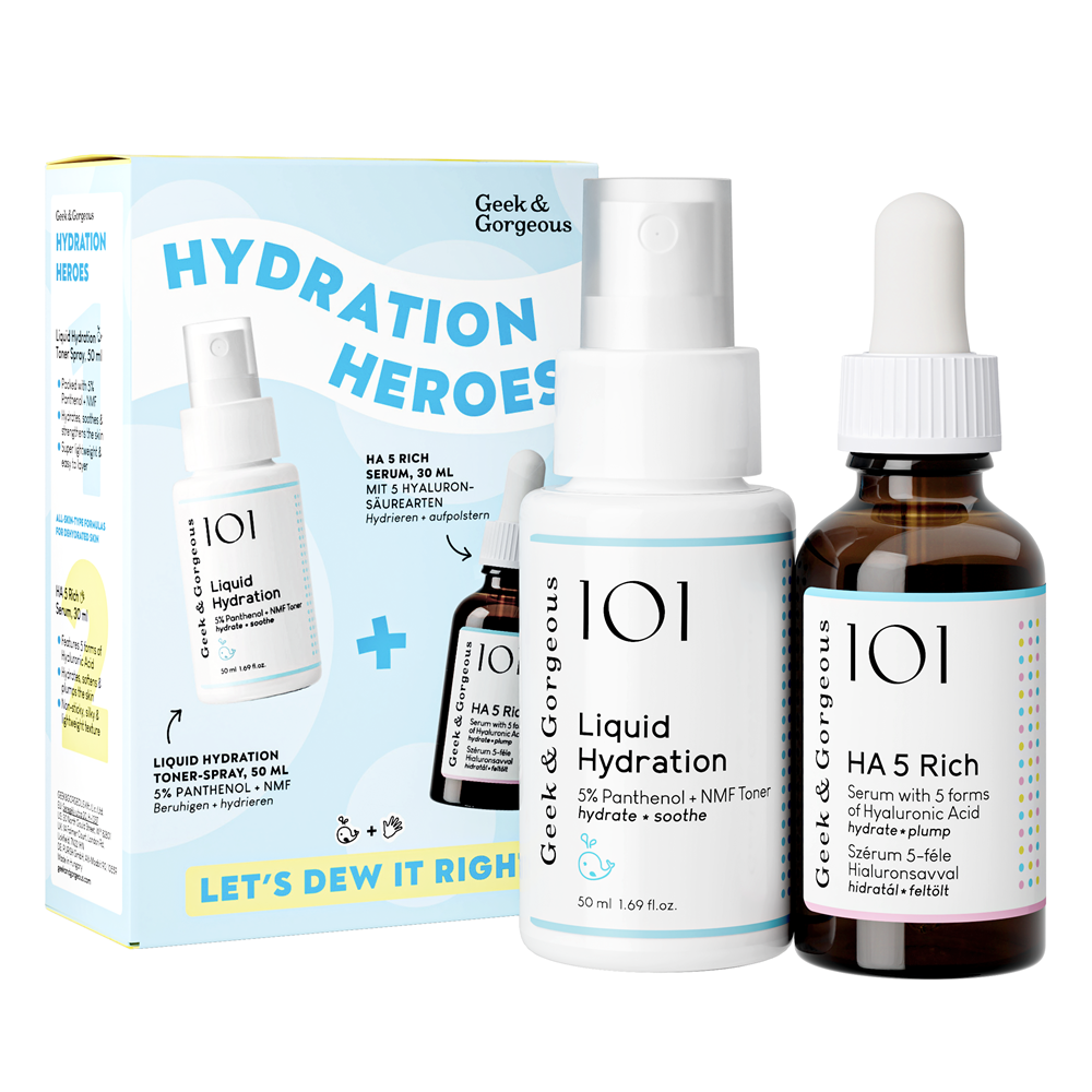 Set Serum HA 5 Rich 30 ml + Toner facial hidratant Liquid Hydration 50 ml Hydration Heroes Duo, Geek and Gorgeous