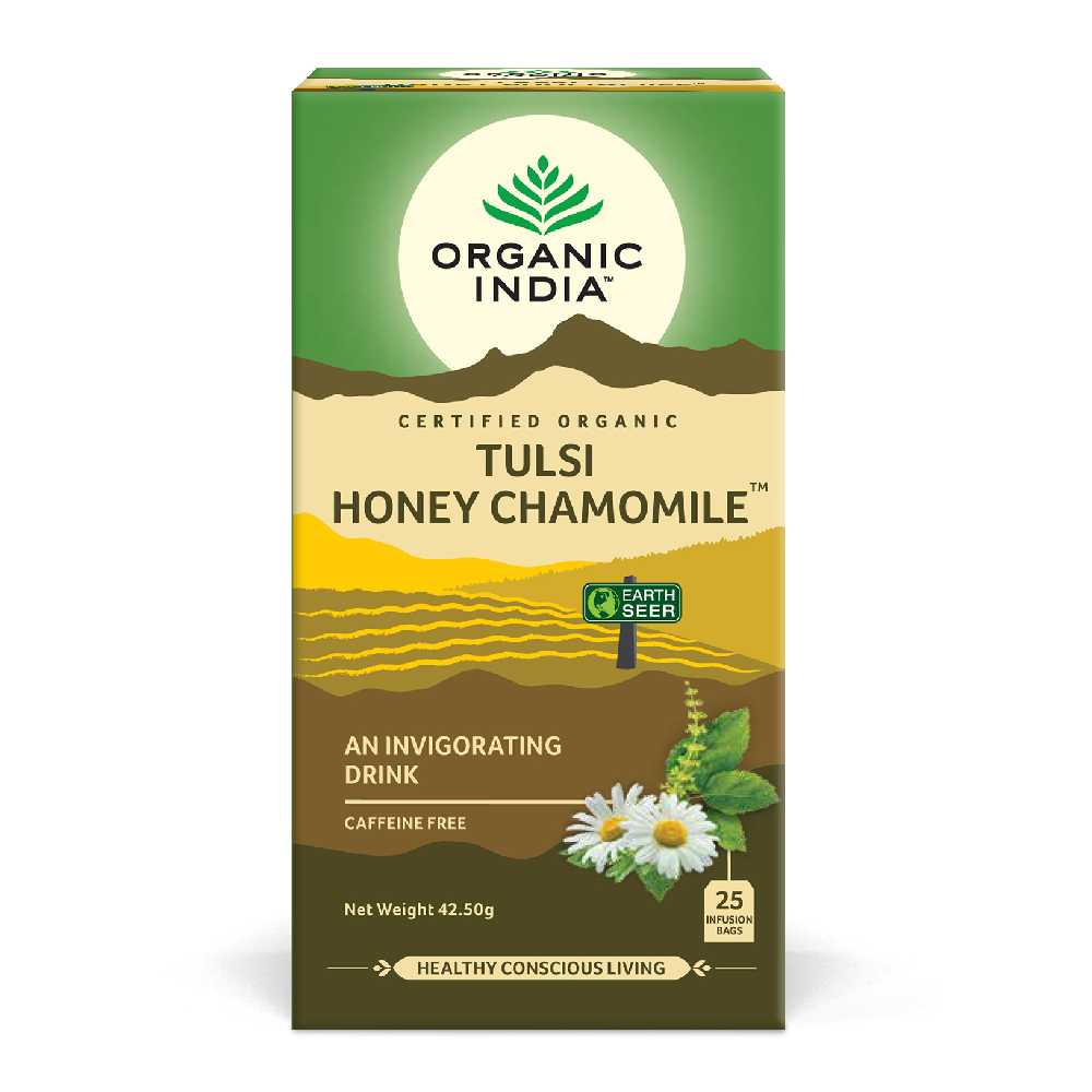 Ceai tulsi bio cu miere si musetel, 25 plicuri, Organic India