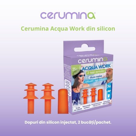 Cerumina AQUA WORK - dopuri pentru urechi din silicon injectat , 2 bucati, Pietrasanta Pharma 683526
