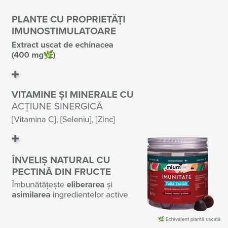 Jeleuri cu Echinacea, Vitamina C si minerale Imunitate, 42 bucati, Mium Lab 683887