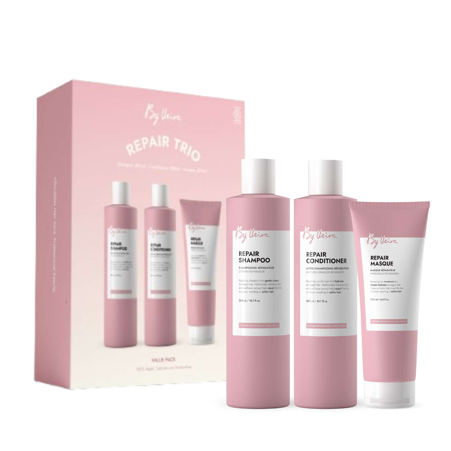 Set  Reparator Sampon 300 ml + Balsam 300 ml, + Masca 200 ml, By Veira