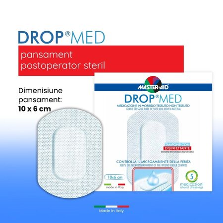Pansament postoperator Drop Med, 10 x 6 cm, 5 bucati, Pietrasanta Pharma 668001
