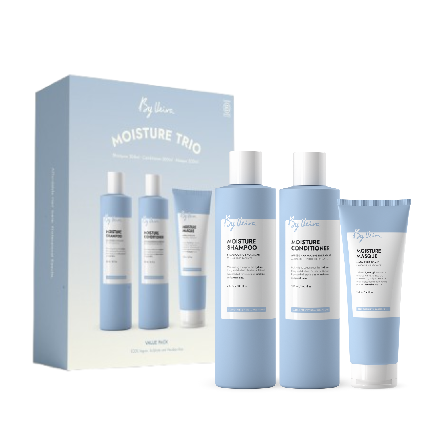 Set Moisture Sampon 300 ml + Balsam 300 ml, + Masca 200 ml, By Veira