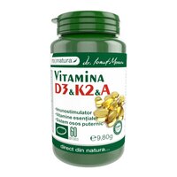 Vitamina D3+K2+A, 60 capsule, Pro natura
