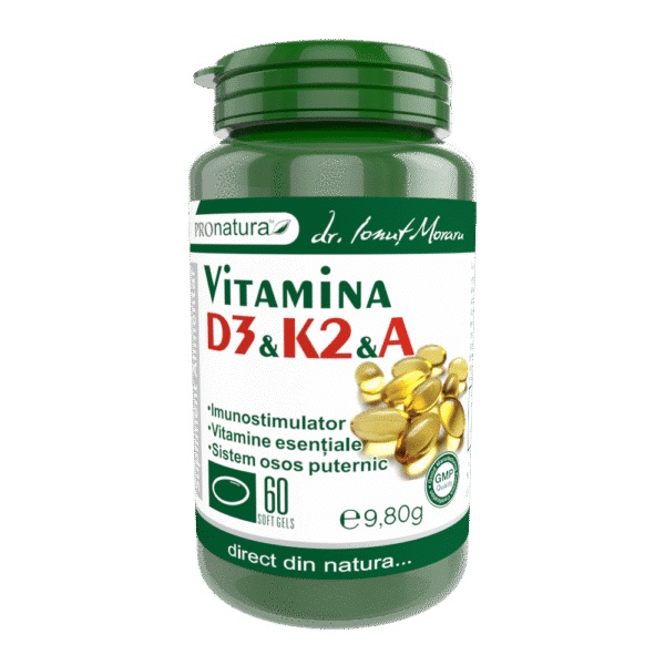 Vitamina D3+K2+A, 60 capsule, Pro natura