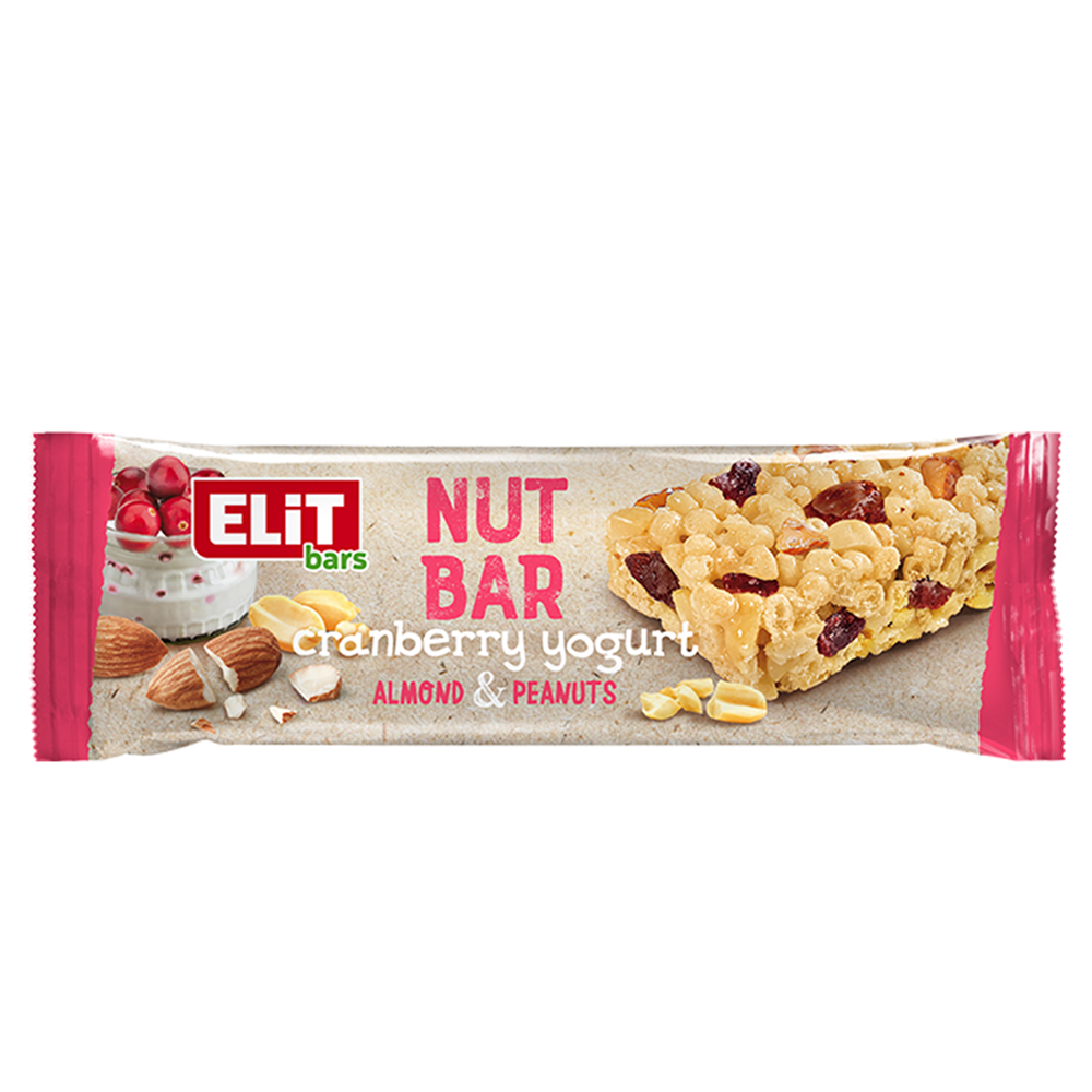 Baton de cereale cu merisoare si iaurt NutBar, 40 g, EliT