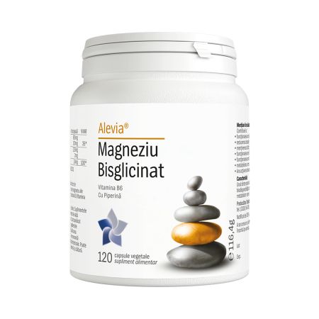 Magneziu bisglicinat cu piperina si Vitamin B6, 120 capsule, Alevia