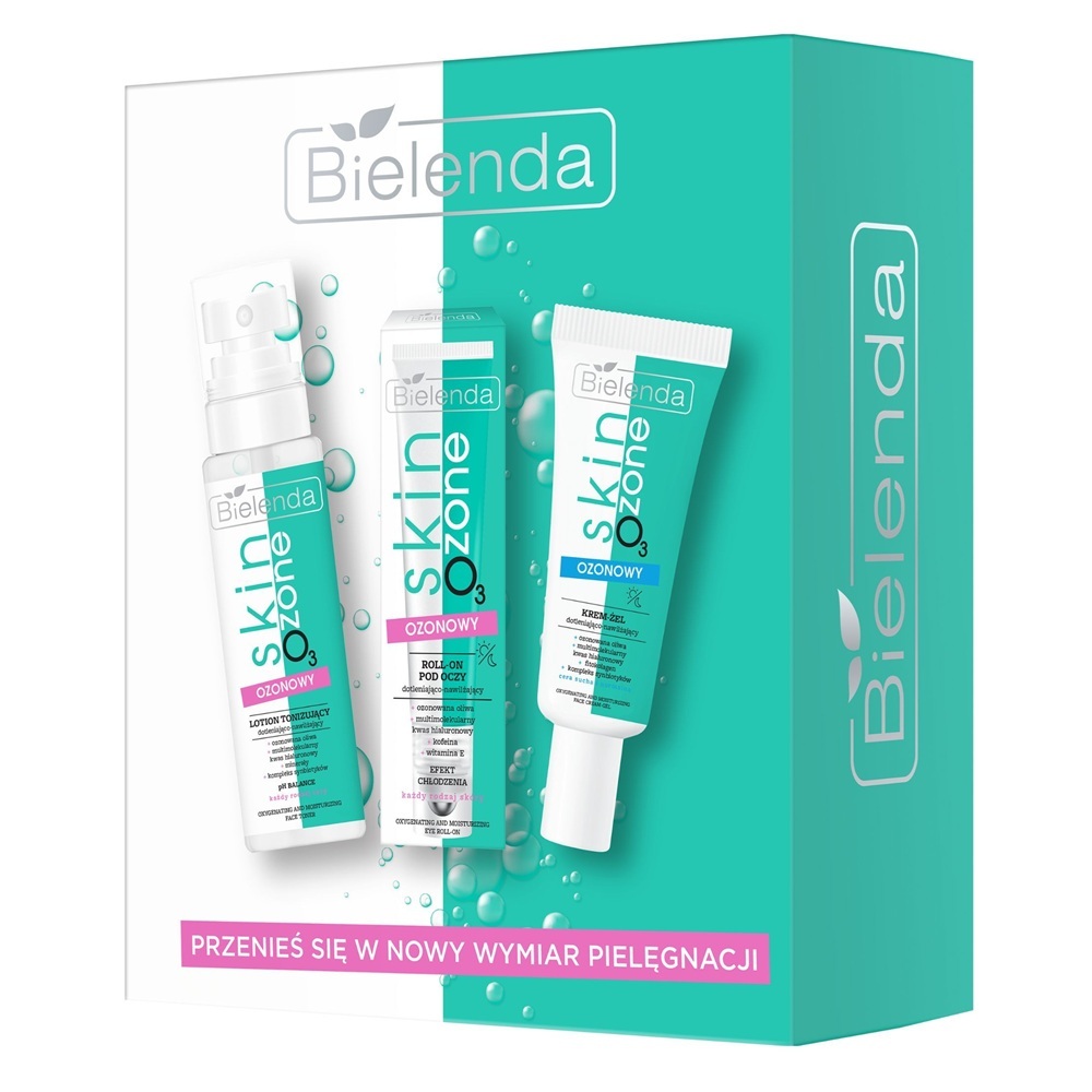 Pachet Crema-gel oxigenanta si hidratanta cu ozon, 50 ml + Roll-on pentru ochi, 15 ml + Lotiune tonifianta cu ozon, 100 ml, Bielenda