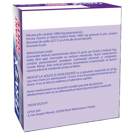 Fervex durere si febra Instant Forte, 1000 mg, 8 plicuri, Upsa 684286