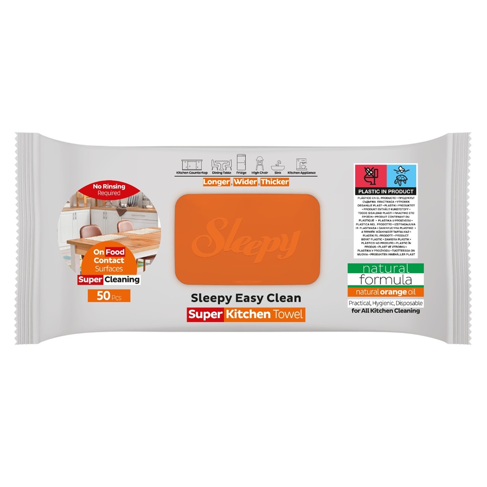 Servetele umede pentru bucatarie Orange Oil Easy Clean, 50 bucati, Sleepy