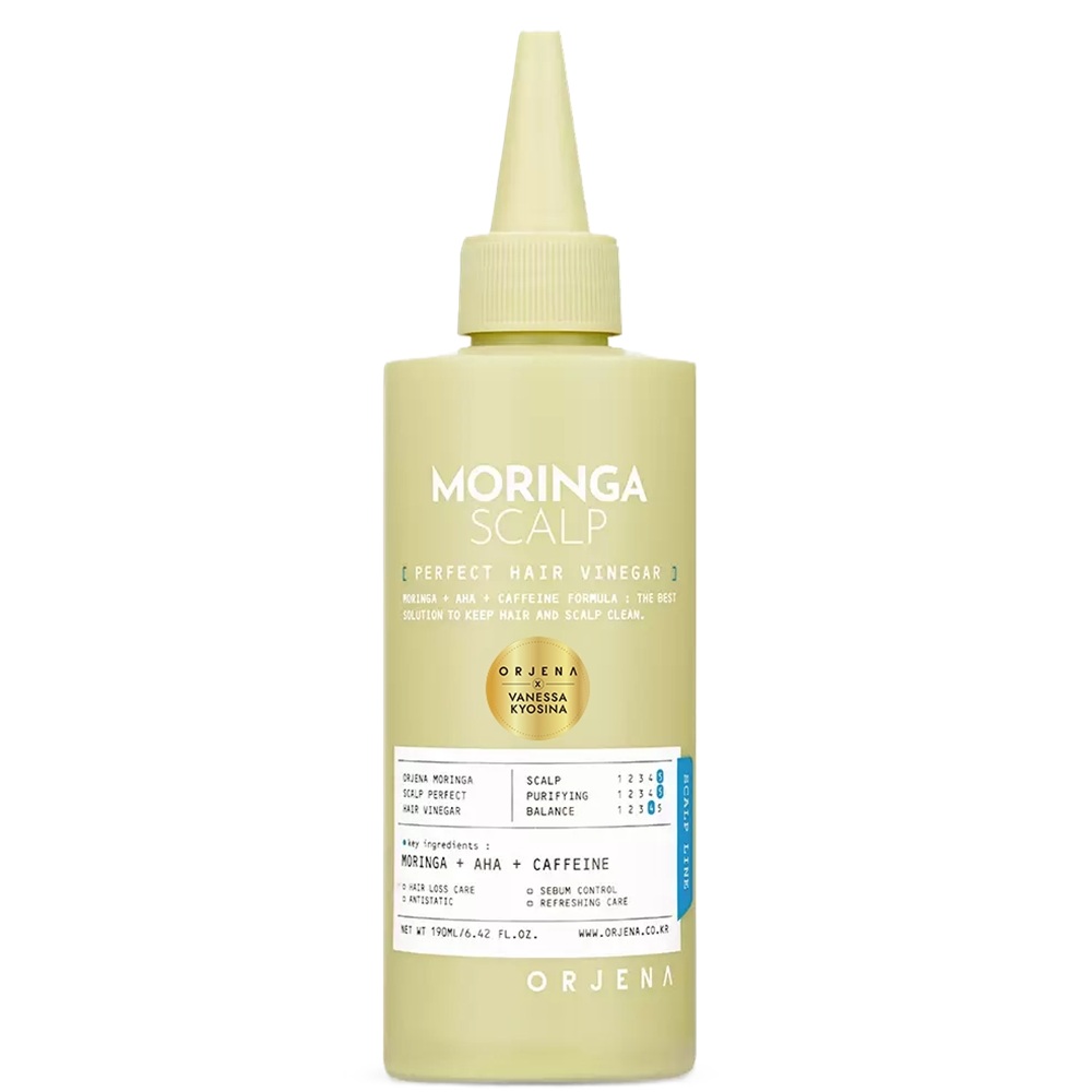 Tratament pentru scalp cu moringa, AHA si cofeina Moringa Scalp Perfect Hair Vinegar, 190 ml, Orjena