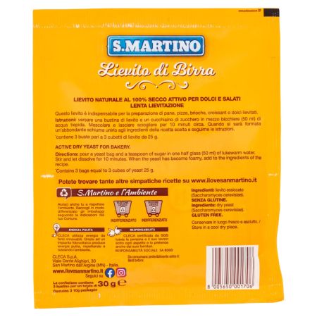 Drojdie de bere activa uscata fara gluten, 3 plicuri x 10 g, S. Martino 684476