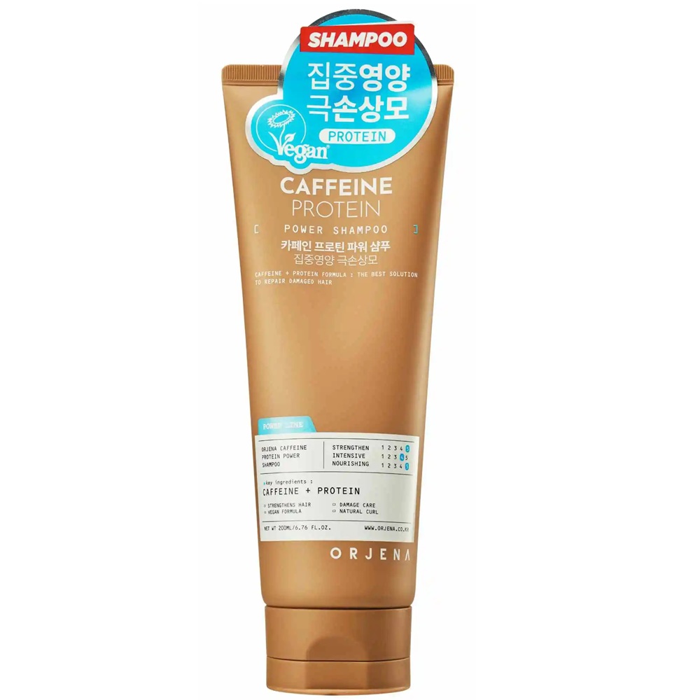 Sampon impotriva caderii parului cu cafeina si proteine vegetale Caffeine Protein Power, 200 ml, Orjena