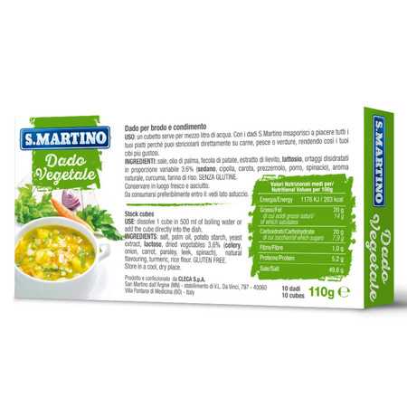 Cuburi vegetale pentru supa fara glutamat, fara gluten, 10 bucati, S. Martino 684589
