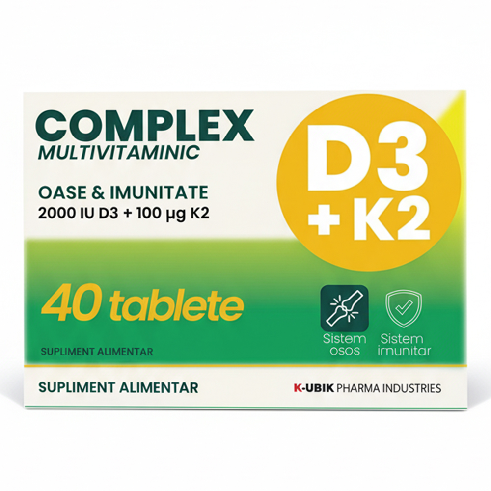 Complex multivitaminic D3+K2, 40 tablete, K-UBIK Pharma