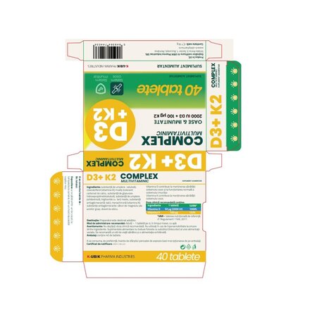 Complex multivitaminic D3+K2, 40 tablete, K-UBIK Pharma 684662