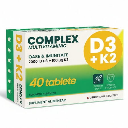 Complex multivitaminic D3+K2, 40 tablete, K-UBIK Pharma 684649