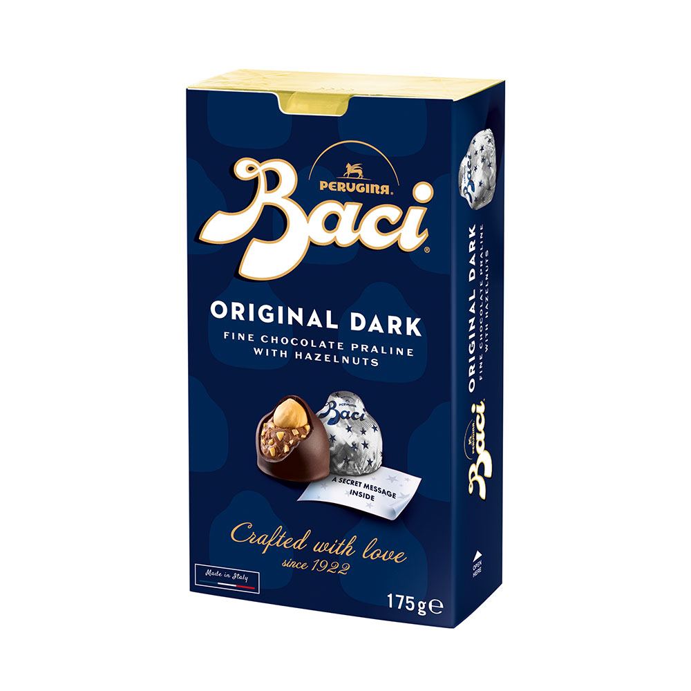 Praline de ciocolata neagra cu umplutura de alune de padure, 175 g, Baci