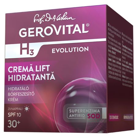 Crema lift hidratanta cu SPF 10 H3 Evolution, 50 ml, Gerovital 666802