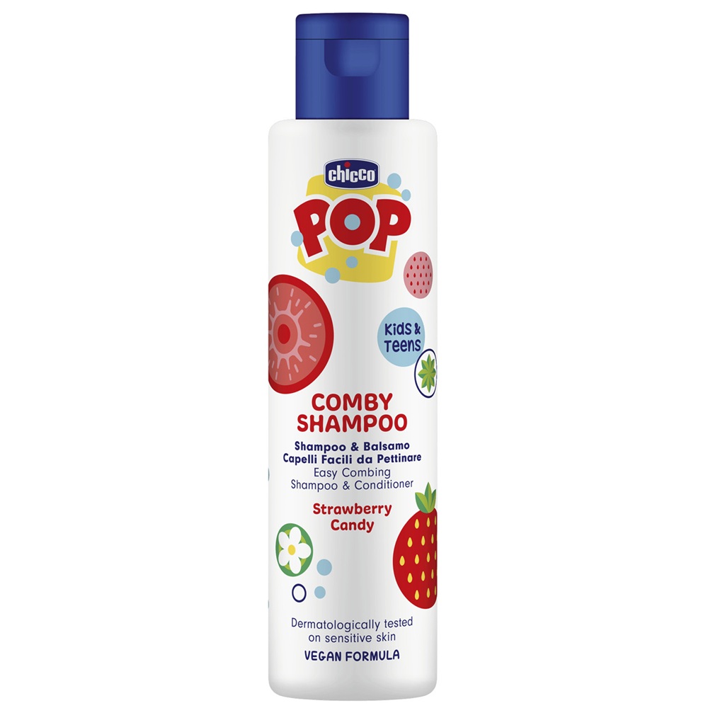 Sampon si gel de dus cu aroma de bomboane cu capsuni Pop, 250 ml, Chicco