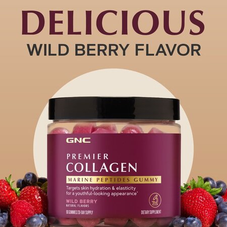 Jeleuri cu peptide marine de colagen pentru piele si par Premier Collagen, 90 bucati, GNC 684684