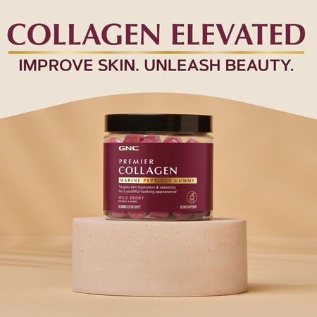 Jeleuri cu peptide marine de colagen pentru piele si par Premier Collagen, 90 bucati, GNC 684683