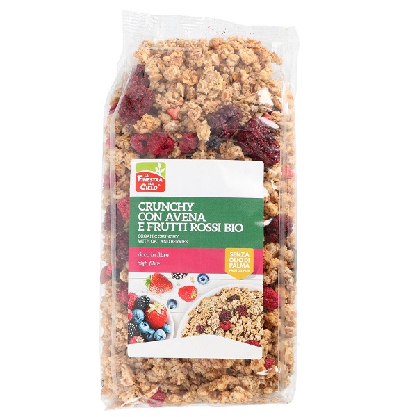 Musli crocant cu fulgi de ovaz si fructe rosii eco, 375 g, La Finestra Sul Cielo