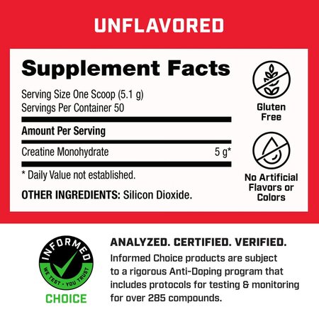 Creatina monohidrata fara aroma Pro Performance, 255 g, GNC 684732