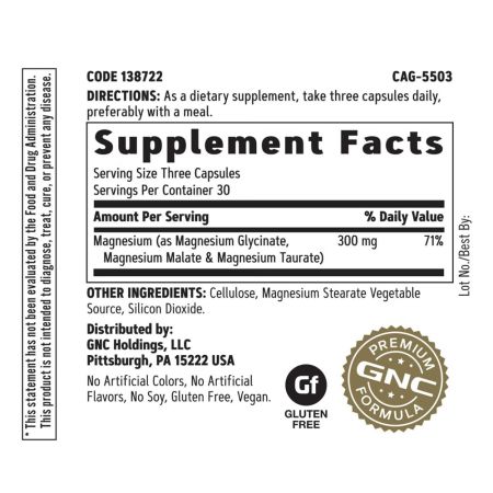 Super Magneziu, 300 mg, 90 capsule, GNC 685225