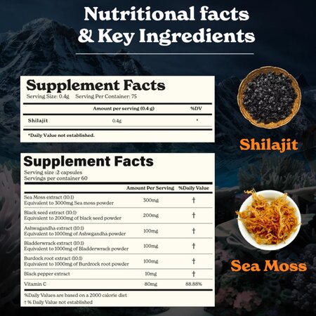 Shilajit Sea Moss Better Alt, 120 capsule, GNC 685199