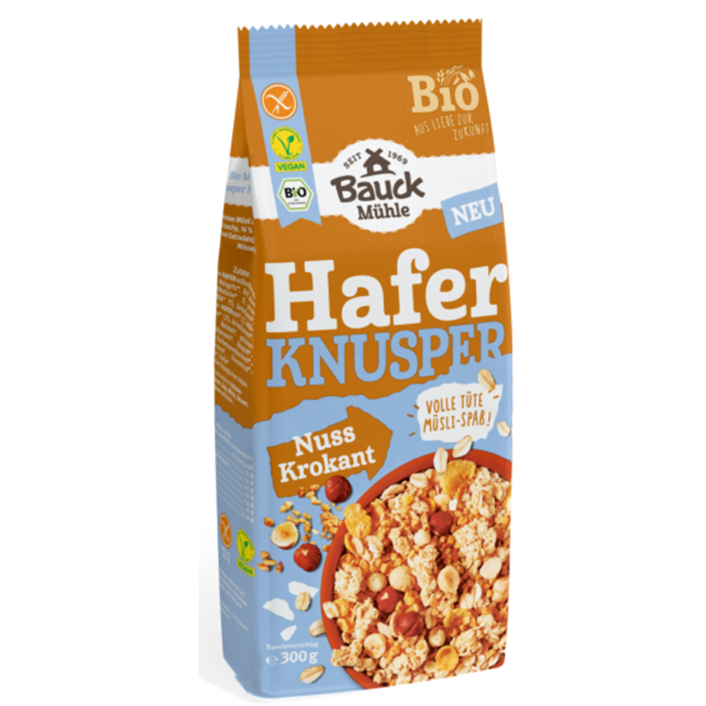 Musli din ovaz cu alune de padure, 300 g, Bauckhof