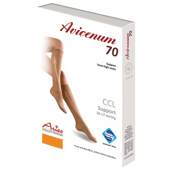 Ciorapi compresivi pana la genunchi Bej Marimea 23-25 Phlebo 70, 1 pereche, Avicenum