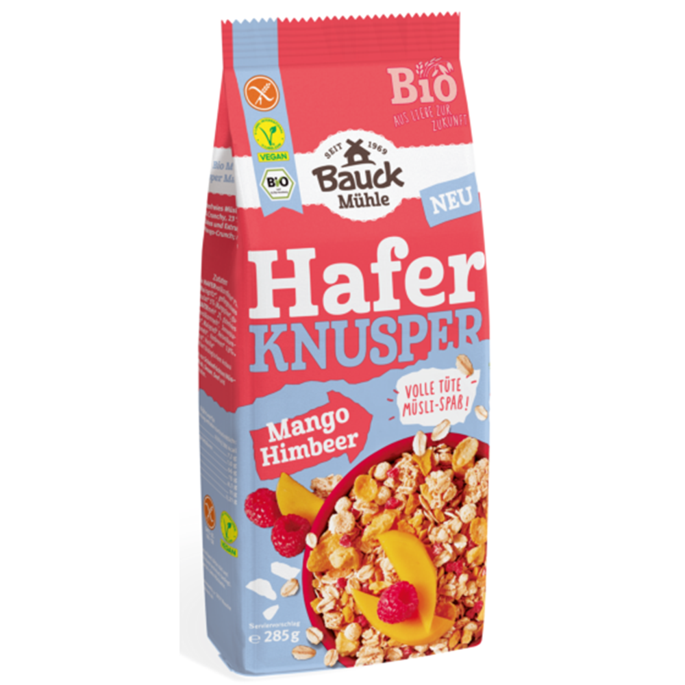Musli din ovaz cu mango si zmeura, 285 g, Bauckhof