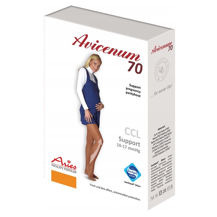 Dresuri suport pentru gravide Bej Marimea 164-170/124-132 Phlebo 70, 1 pereche, Avicenum