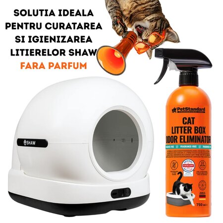 Solutie profesionala enzimatica pentru eliminarea mirosului de urina din litiera pisicii, 750 ml, Shaw 685006
