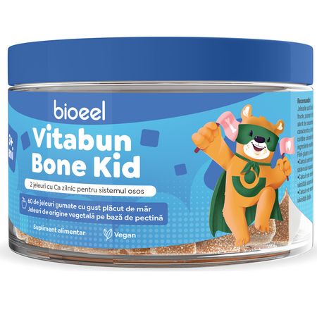 Jeleuri gumate cu calciu Vitabun Bone Kid, 60 bucati, Bioeel 685206